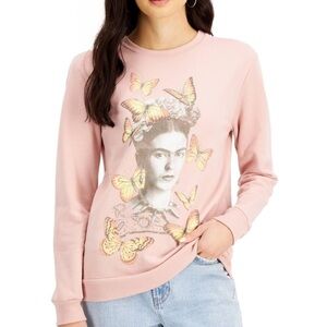 New Love Tribe Juniors Frida Graphic-Print Sweatshirt, Pink, shirt, top, Medium
